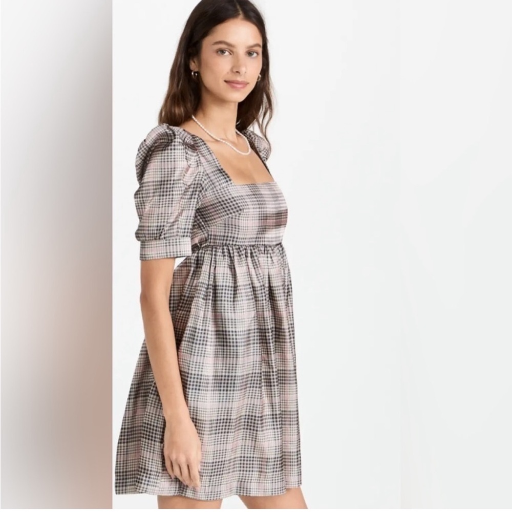 En Saison Plaid Organza Babydoll Dress